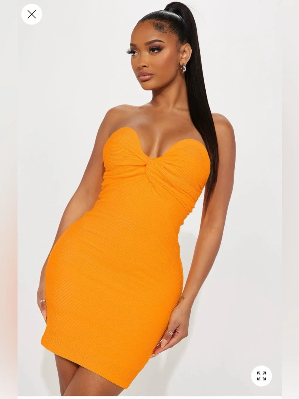 Fashion Nova “Having Fun” Textured Orange Mini Dress – Size L – NWOT - Picture 2 of 6